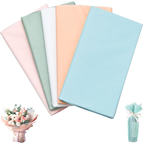 ALFFREUDE 100 Blatt Seidenpapier 50x70 cm, Seidenpapier Verpackungsmaterial Verpackungspapier Tissue Paper Transparentpapier Bunt für Verpackung DIY Basteln Geschenke (10 Farben)