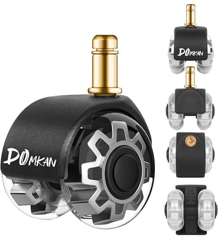 Domkan Bürostuhl Rollen 10mm x 22 mm, 5er Set Rollen für Bürostühle,Leise und Weiche für Teppich, Parkettböden, Hartböden und Fliesen Nur kompatibel mit 1KEA
