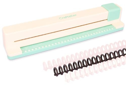 Craftelier - Manuelles Bindegerät mit 30 Löchern – Locher mit 6 Ringen in Schwarzweißtönen – Locht bis zu 5 Blatt – kompatibel mit den Größen A4, A5, A6, A7 – für Notizbücher und Scrapbooking