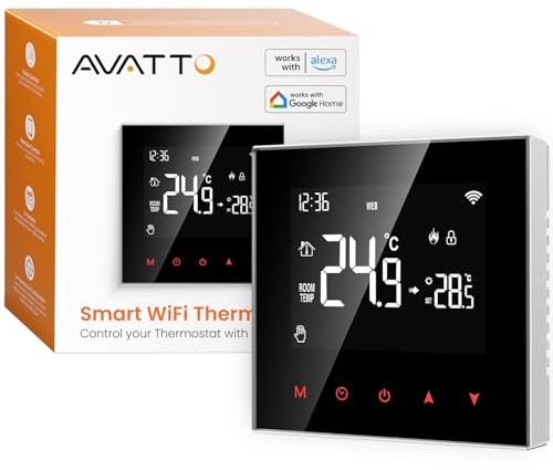 AVATTO Thermostat für Wasser-Fußbodenheizung, Smart WiFi Thermostat, programmierbarer Raumthermostat, kompatibel mit Alexa & Google Home, Fernbedienung über AVATTO-App oder Smart-Life-App