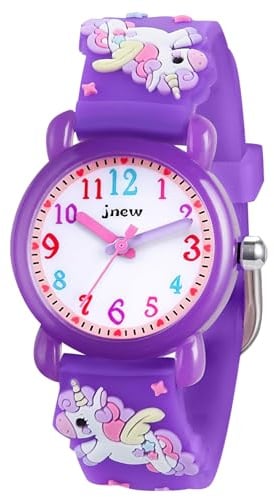 Vicloon Kinder Analog Quarz Uhr, Kinder Uhr mit 3D Cartoon Design, 30M wasserdichte, Silikon Armband, Japanischen Quarzwerk, Gut Lesbar, Lern Armbanduhr für Kind, Jungen und Mädchen(Dunkellila)