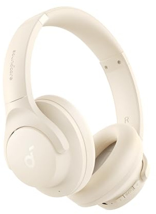 soundcore by Anker Q20i kabelloser Bluetooth Over-Ear-Kopfhörer mit Hybrid Active Noise Cancelling, 40h Spielzeit im ANC-Modus, Hi-Res Audio, tiefer Bass, Personalisierung per App(Weiß)
