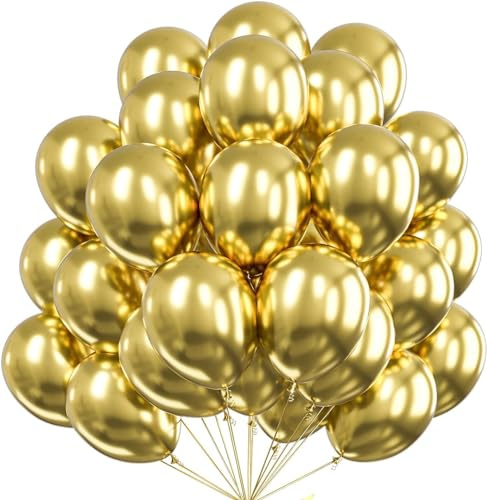 50x Luftballons gold metallic - Ø 35 cm für Geburtstag & Hochzeit & Party & Geburtstag - Luft & Helium als Dekoration