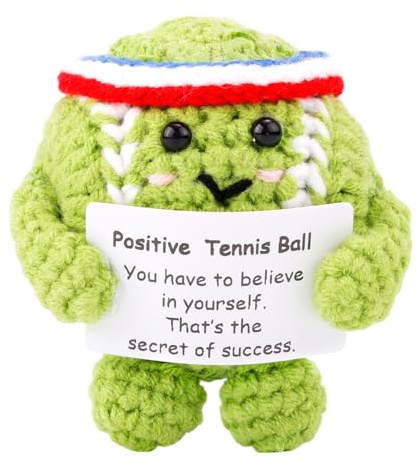 Positiver Tennisball, Süßer Lustiger Gehäkelter Inspirierender Tennisball | Positive Strickpuppe Häkelspielzeug mit Positiver Karte für Partydekorationen von Sportliebhabern und Freunden