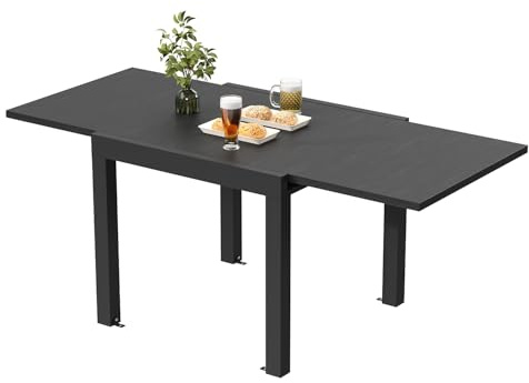 JUMMICO Aluminium Ausziehbarer Gartentisch, 80-160 cm erweiterbar, wetterfest, bis 160 cm verlängerbar, Gartentisch für Balkon, Terrasse, Garten - Grau