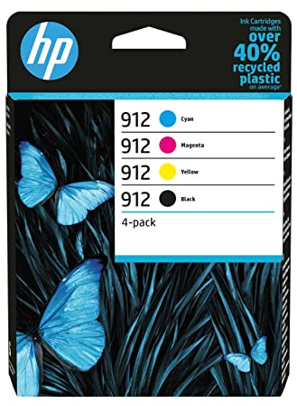 HP 912 (6ZC74AE) Multipack Original Druckerpatronen 1xBlau, 1xRot, 1xGelb, 1xSchwarz für HP OfficeJet 801x, HP OfficeJet Pro 802x