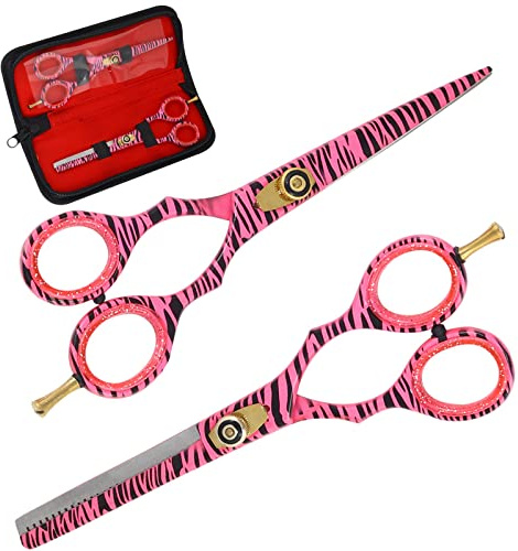 Rosa Zebra Professionelle Friseurschere Schere Effilierschere Friseursalon Set