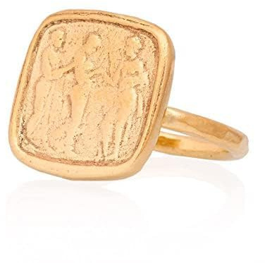 Münzring, Antiker römischer Münzring, Signet-Münzring. 24K vergoldeter antiker griechischer Silberring. Münzring aus 925er Sterlingsilber.