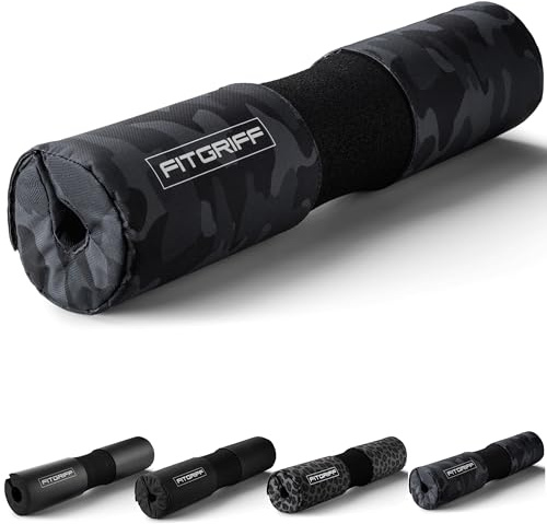 Fitgriff® Langhantel Polster, Hip Thrust Pad mit Klettverschluss - Hantel Nackenpolster - Polsterung für Squats, Booty Training, Gym (Camo-Black)
