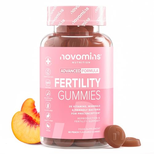 Fruchtbarkeit Gummies | 60 Gummies | Folsäure, Inositol | Novomins | für Kinderwunsch & Schwangerschaft | Folsäure Schwangerschaft mit Choline, Eisen & Probiotika für Frauen | Pränatales Vitamin