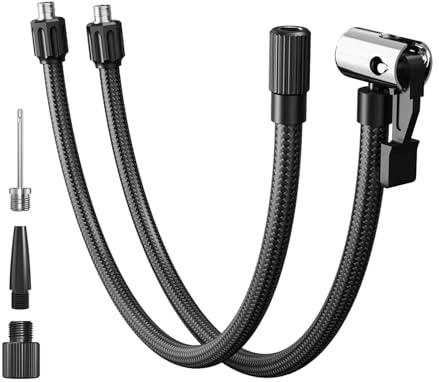 LEXIN Adapter für Französische Ventil, 40cm Luftschlauch mit Adapter für Amerikanische Ventil, 40cm Luftschlauch mit Hebelstecker Air Chuck und Ballnadel