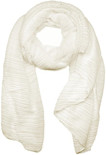 styleBREAKER Damen Schal fein gekreppt | Leichter Plissee-Schal für stilvolle Looks | Elegantes Halstuch mit fließenden Falten | Modisch Vielseitig & Angenehm weich | 96 x 192 cm, Weiß (Creme-Weiß)