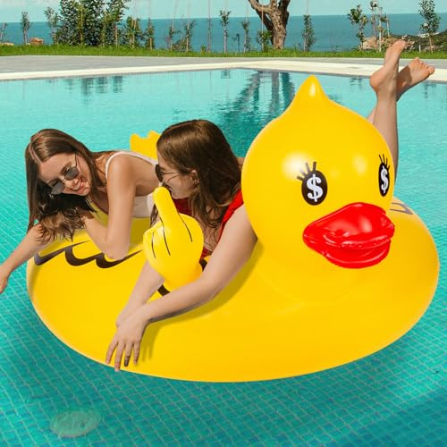 Float Joy Ente Aufblasbare Groß Schwimmtier für den Pool 130cm Schwimmreifen Luftmatratze Pool Erwachsene Verdickte Schwimmring Wasser Spielzeug