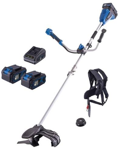 Scheppach Akku Freischneider BC-BCH380/40-X | Schnittbreite Rasentrimmer & Motorsense 380 / 255mm | Fadenspule 4m, Tippautomatik | 20V-IXES-Serie | 10 Jahre Garantie | mit 2x4Ah Akku & Doppelladegerät