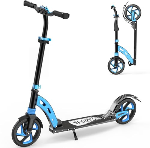 Roller Kinder 6 7 8 9 10+Jahre,Aluminium Scooter,Cityroller Doppeltes Federungssystem,Höhenverstellbar&Klappbar Tretroller,Kickscooter bis100kg Belastbar für Kinder/Jugendliche & Erwachsene