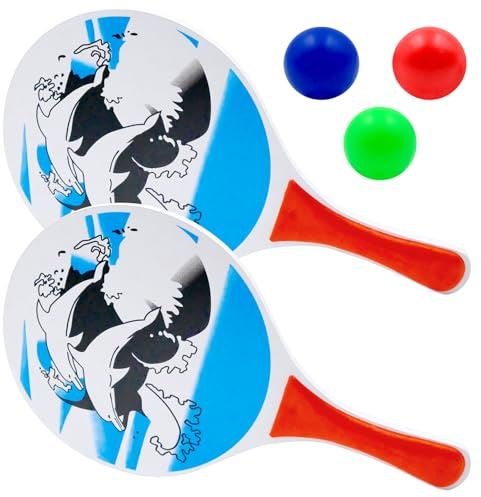 Beachball Set aus Holz, Leichte und Strapazierfähige Beachschläger mit 2 Schläger, Strandtennis Set für Strand Pool Party Meer und Garten, Ideal für Erwachsene Die Ganze Familie