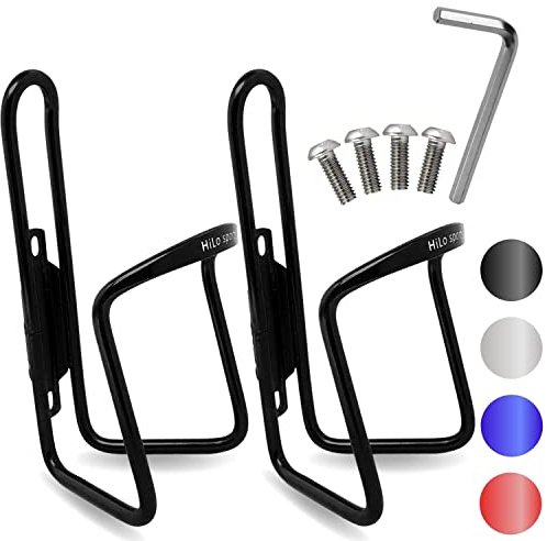 HiLo sports 2er Set Flaschenhalter Fahrrad - [Mit Schrauben & Werkzeug] - Rostfreie Fahrrad Trinkflaschenhalterung aus Aluminium - Getränkehalter Fahrrad