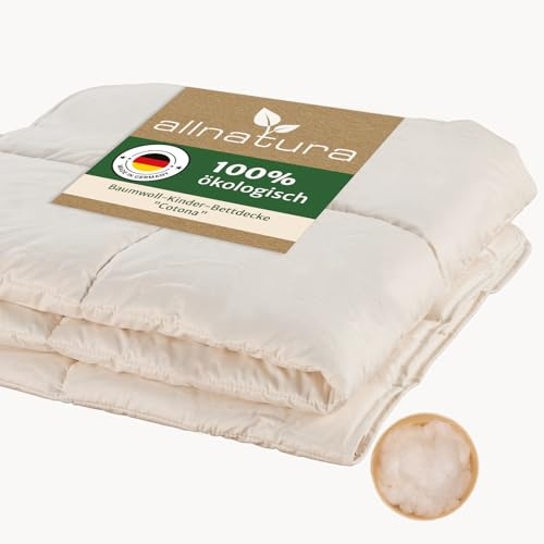 allnatura Kinder-Bettdecke Cotona 100x135 - Leichte Übergangsdecke für Babys & Kleinkinder aus Bio-Baumwolle (KBA), atmungsaktiv, allergikerfreundlich & vegan - Perfekte Decke für Kinder- Reisebetten