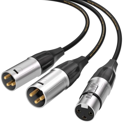 Tisino Balanced XLR Splitter Kabel, 1 Buchse auf 2 Stecker Patch Mikrofonkabel XLR Y Splitter Kabel 2 Stecker auf 1 Buchse - 50cm