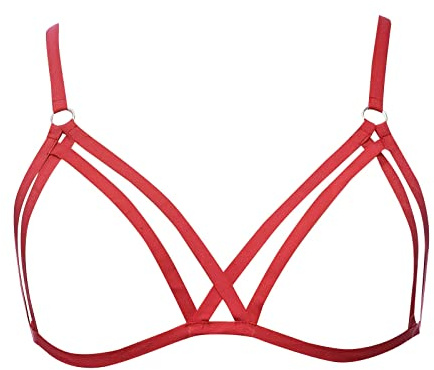 Offene Harness Bar Damen Oberkörper,Sexy Oberteil BH Punk Körper Brustgurt Bikini Oberteil BH Büstenhebe für Frauen,Verführerisch Verstellbarer Halter Gürtel Bralette Crop Punk Gothic
