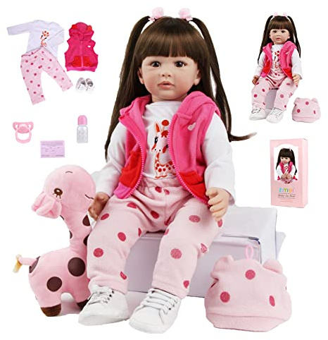SYP Reborn Baby 24 Zoll 60 cm Reborn Baby Silikon Vinyl Reborn Puppe Lebensecht Reborn Babypuppen Wie Echt Puppe Handgemachtes Reborn Toddler Mädchen Spielzeug Geschenk