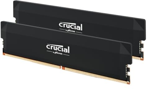 Crucial Pro DDR5 RAM 64GB Kit (2x32GB) 6000MHz CL40, Overclocking Gaming, Intel XMP 3.0 / AMD Expo, PC Computer Arbeitsspeicher, Schwarz - CP2K32G60C40U5B