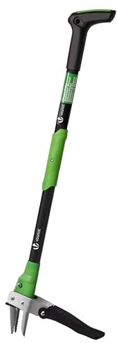 VOUNOT® Unkrautstecher, Unkraut entferner Gerät, Unkrautjäter mit langem Stiel und Edelstahlkrallen ideal für Garten und Rasen, Länge 100cm