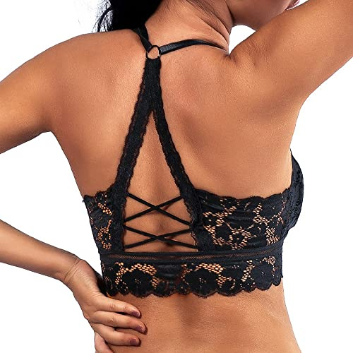 KOEMCY Spitze BH für Damen Push up Ohne Bügel BH Sexy Lifting BH Nahtlose Bralette Bandeau BH Bustier Crop Top Sexy Unterwäsche