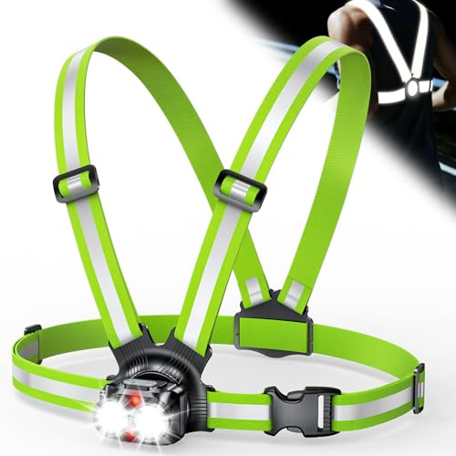 ISEYOU Lauflampe Joggen, 800 Lumen Brustlampe Lauflicht, 6 Modi, 45° neigbar, IPX5, USB-C wiederaufladbar, 4-25 Std. Laufzeit, 360° Reflexgurte – für Camping/Nachtlauf/Radfahren/Spazieren