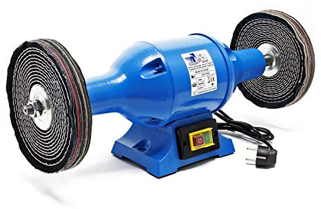 Wiltec Poliermaschine 750W mit 2 Polierscheiben Ø 200mm, 2950 U/min, Doppelschleifer mit robustem Gehäuse aus Guss und Standfuß