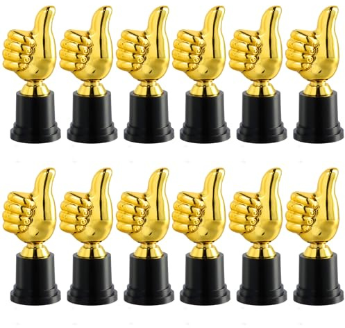 Granvoo 12 Pokal Kinder Set, 15,2 cm/13 cm Mini Goldene Trophäen aus Kunststoff, Kleine Siegertrophäe für Schulauszeichnungen, Partys, Feiern und Sport