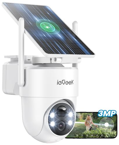 ieGeek 2K Überwachungskamera Aussen Solar: 360° PTZ Kamera Überwachung Aussen, 2.4GHz Aussenkamera WLAN kabellos akku mit PIR Bewegungsmelder, Outdoor Kamera mit Farb-Nachtsicht, 2-Wege-Audio, S5