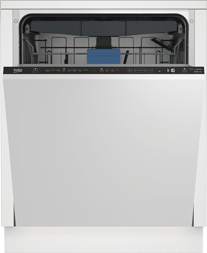 Beko BDIN38440 Einbau-Geschirrspüler 60 cm vollintegriert, für 14 Maßgedecke, 3 Spülebenen, 5 Temperaturen, Schnell+, SteamGloss Trocknung, Corner Intense, TrayWash, Schwarz/Weiß