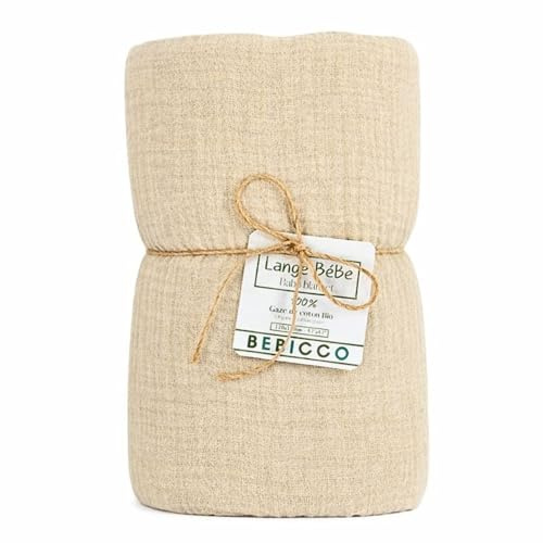 BEBICCO Puckdecke/Baby-Pucktuch (Beige Sand, 120 x 120 cm)