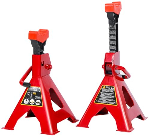 CCLIFE 2X Unterstellböcke 3T höhenverstellbar 28,5-40 cm mit Gummiauflage | Sicherer Stand durch Gummiauflage, 10-fach verstellbar, perfekt für Reparatur und Reifenwechsel