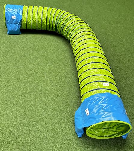 Callieway® Dog Agility Tunnel Profi Hunde Tunnel Agility Gerät (Stützsandsäcke bereits inklusive) (3m, limettengrün)