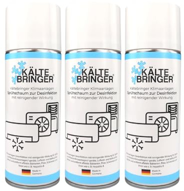 Kältebringer 3x Klimaanlagenreiniger Schaum 400ml - Desinfektion für Splitgerät oder Auto KFZ - mit 60cm Sonde - Allzweck Klimareiniger beseitigt Gerüche & Bakterien - Made in Germany (3er Pack)