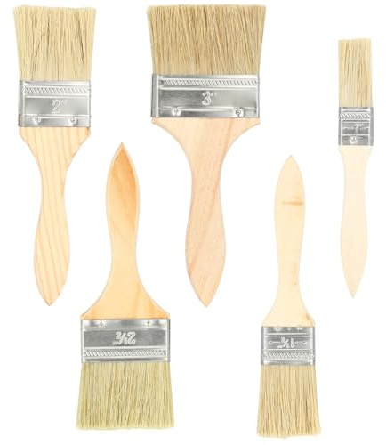 Flachpinsel 5er Set – Malerpinsel & Lackpinsel mit Holzgriff (25.4/38.1/50.8/63.5/76.2 mm), Pinsel breit für Lasur, Beize, Kleber – ideal als Lasurpinsel & Pinsel Holzlasur