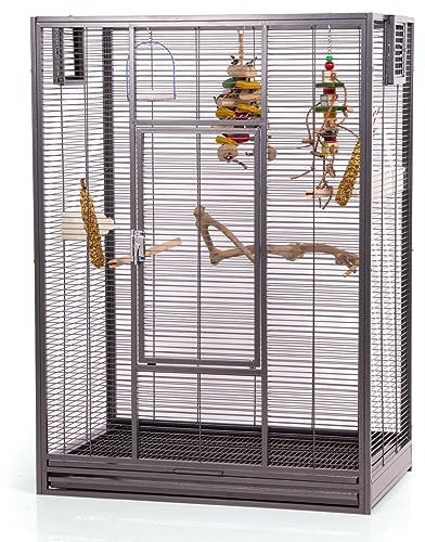 Montana Cages | Premium Vogelvoliere New Melbourne I Vogelkäfig für Sittiche, kleine Papageien, AVILON Pulverbeschichtet, Antik Edition, ca. 80 x 50 x 110 cm