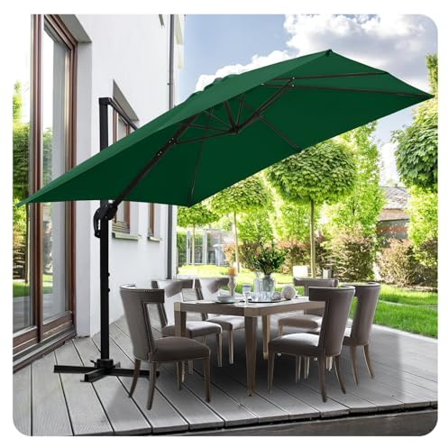 Jaxguom Drehbar Ampelschirm Sonnenschirm 300x300 cm eckig Gartenschirm mit Kurbe 360° Drehbar & Kippbar,Terassenschirm Sonnenschutz UV50+ Cantilever-Schirm für Garten,Terrasse,Grün