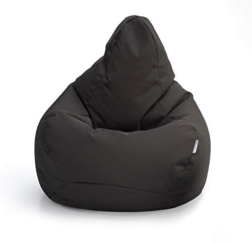 Loft 25 Sitzsack 80 x 75 cm mit Füllung | Gaming Sitzsack, Dunkelgrau | Wasserabweisender Sitzsack mit EPS-Füllung, ergonomisch und bequem für Kinder & Erwachsene, ideal für Indoor & Outdoor