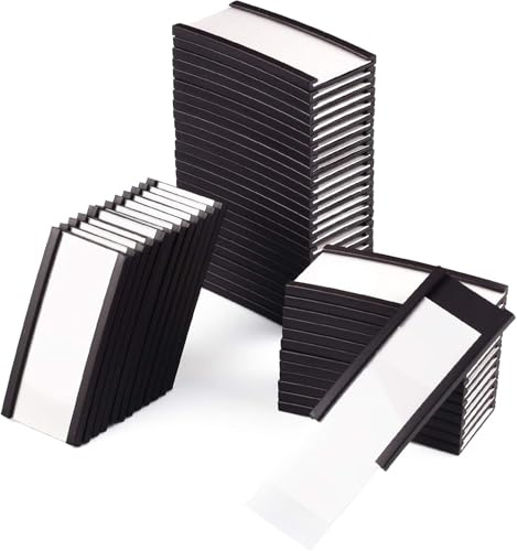LLPT Magnetische Etikettenhalter 50 Stück 25MM x 50MM | Beschreibbare Magnet-Etiketten für Schule Büro Whiteboards Kühlschränke Magnettafeln