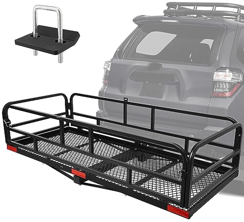 OUTPRIZE Klappbare Anhängerkupplung Cargo Carrier 60 x 24 x 14 Zoll für RV LKW SUV Van, 227 kg Kapazität, 5,1 cm Empfänger, Schwarz