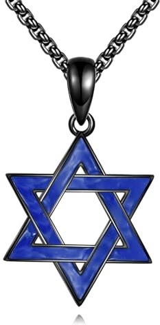 URONE Stern von David Halskette Sterling Silber Schwarz Davidstern-Anhänger Jüdischer Stern Anhänger Kette Jüdischer Schmuck für Damen Herren
