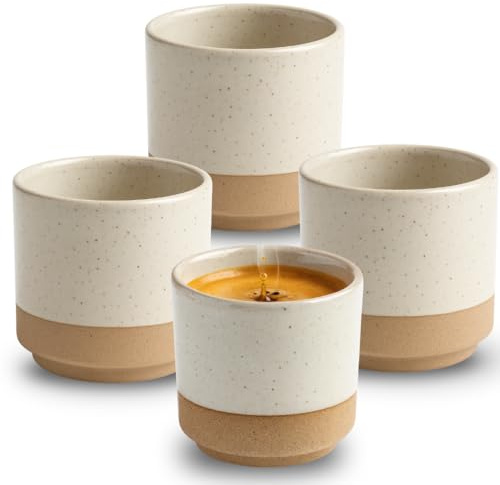 Maxito Espressotassen aus Steingut braun mit 100 ml im 4er Set für Kaffeeliebhaber - Espresso & Kaffeetassen - Geschenke für Männer