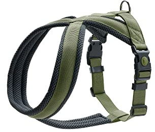 Hunter Hundegeschirr London Comfort, atmungsaktives 3D-Mesh, 2-Fach verstellbar, Sicherheitsverschluss, reißfest, leicht & pflegeleicht, Farbe: Olivgrün, Größe: S-M/2
