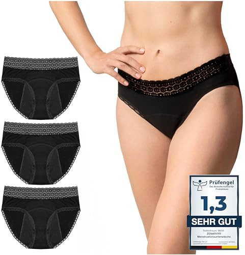 ZENAPHYR Perioden Unterwäsche-Set Bio-Baumwolle - Menstruationsunterwäsche 4 Auslaufsicheren Schichten - Hygienische waschbare Periodenunterschwäsche