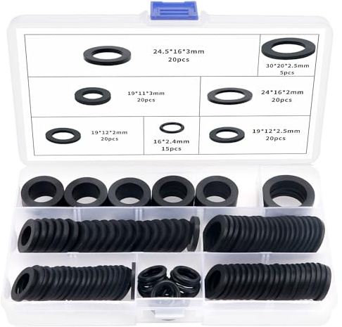 YIXISI 120 Stücke O-Ringe Dichtringe Set, Gummi Flache Unterlegscheibe, Gummi Schlauch Unterlegscheiben, für 1/2 3/4 1 Zoll Dusch Brausekopf Wasserhähne Schläuche Brauseschlauch