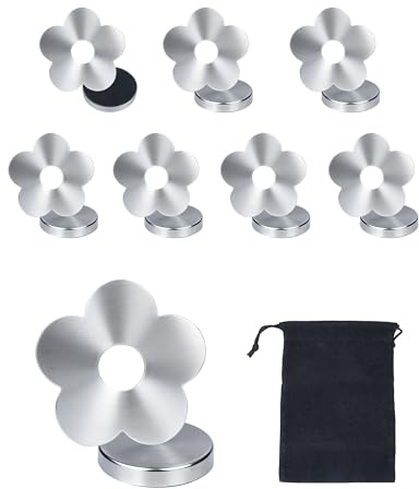 LUNEKUCK 8 Stück 56g Tischdeckenbeschwerer für Draußen Extra Schwer Tischdeckengewichte Tischtuchbeschwerer Magnete für Tischdecken Edelstahl Tischdecke Gewichte Tischtuchklammer (Blumen)