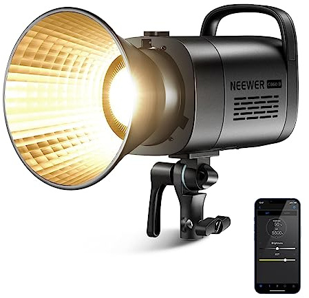 NEEWER 70W LED Videoleuchte, 2,4G und APP Steuerung, zweifarbig 2700K-6500K Videolicht, 34000 Lux/1m, CRI97+/12 Szenen/Bowens COB Dauerlicht für Studio Fotografie Videoaufnahmen und Streaming, CB60B